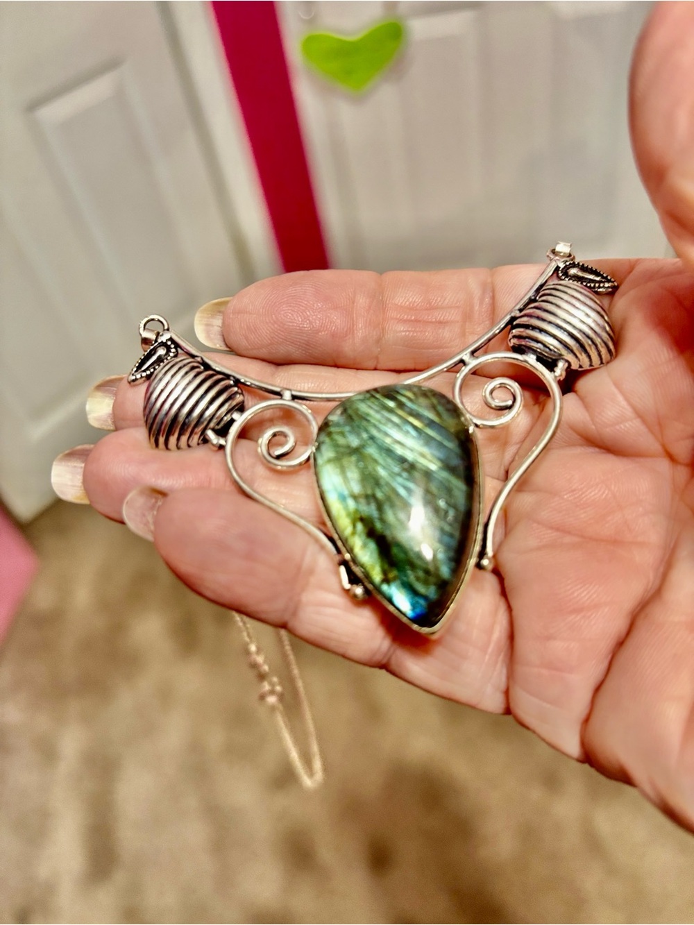 NEW 925 Silver (Stamped) Labradorite with deep plum gemstones.